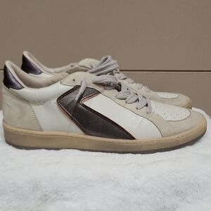 ShuShop Women's Cream and Brown Sneakers